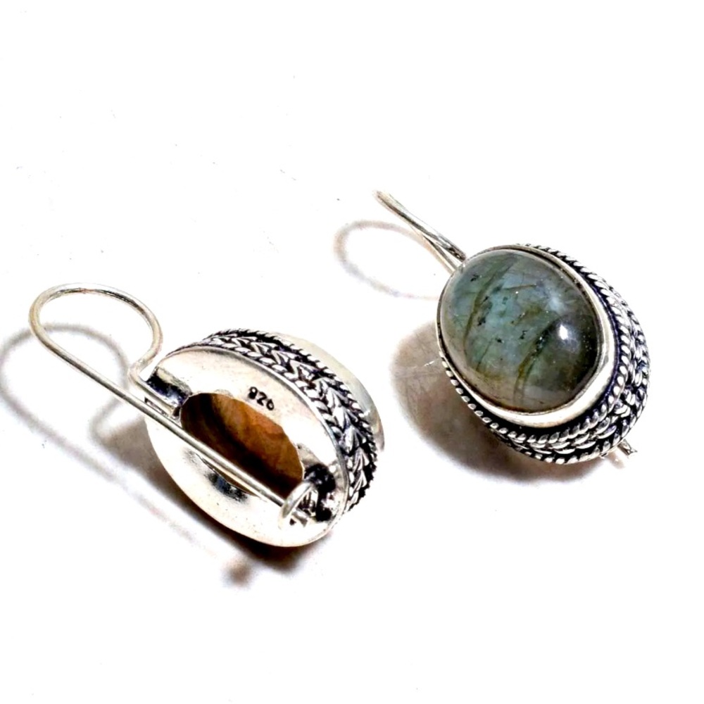 9.25 Sterling Siver & Labradorite Handcrafted Earrings 1.5”